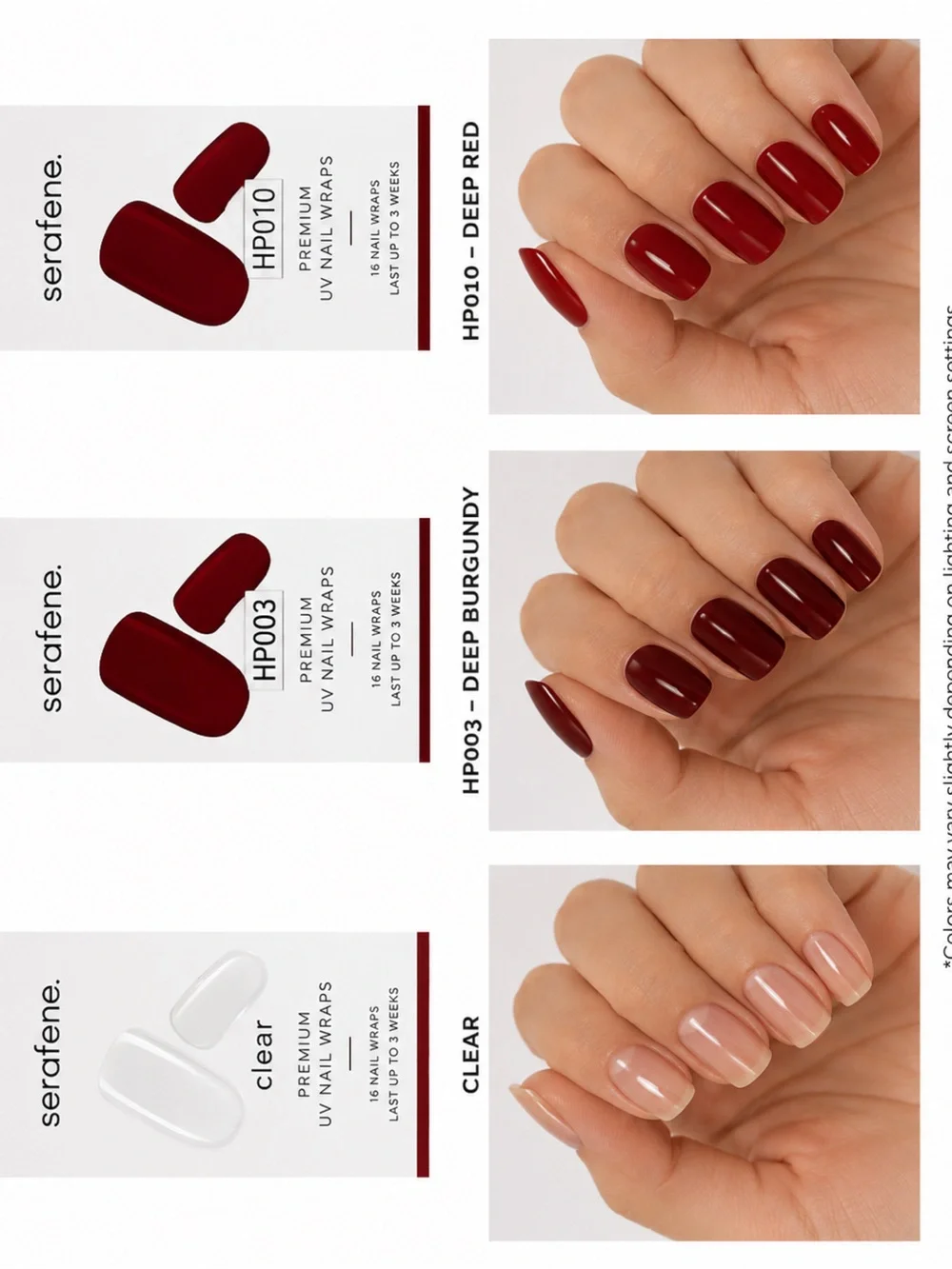 Serafene Premium UV Nail Wrap Set | 3 Colors | New Sealed